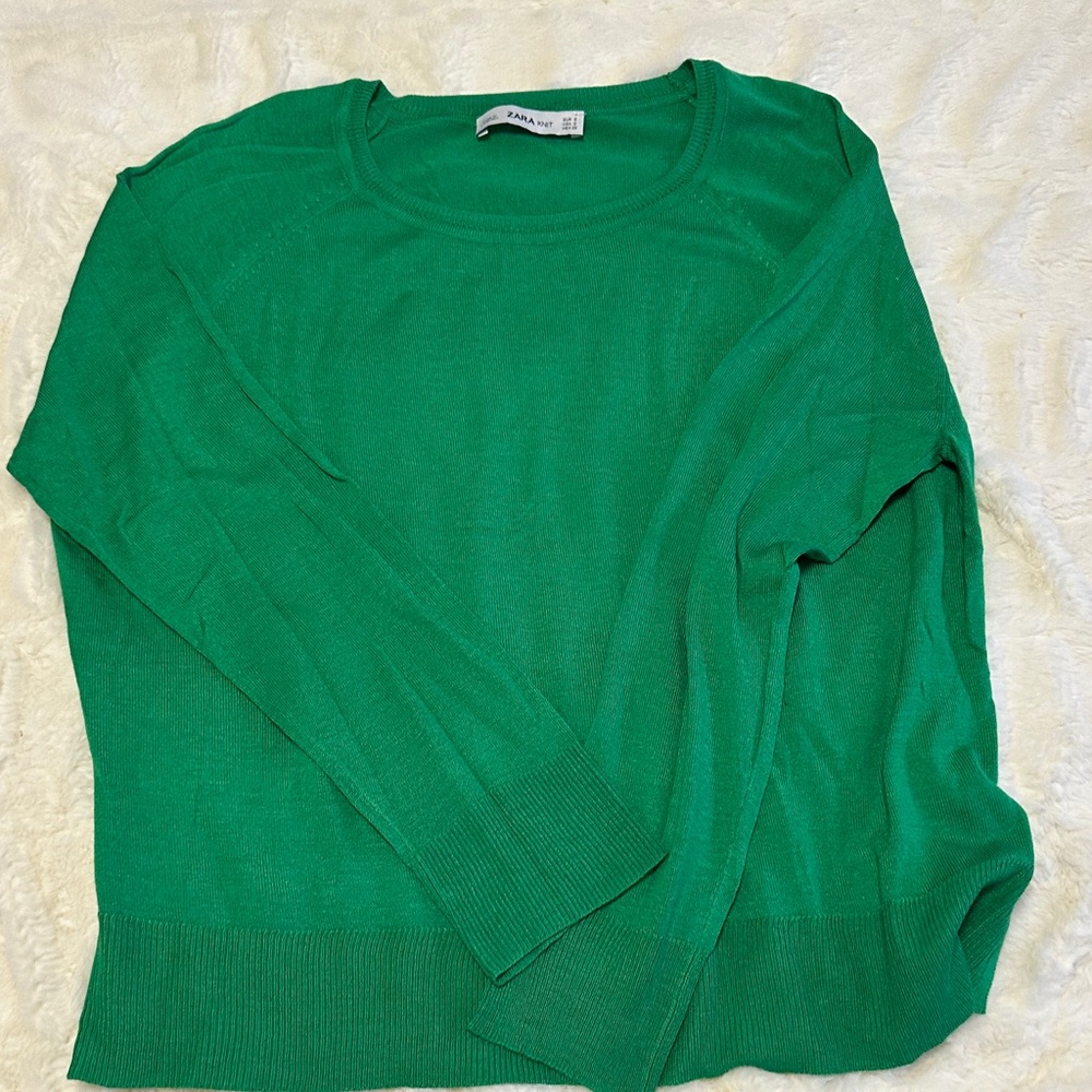 Zara Emerald Green Crew Neck Sweater